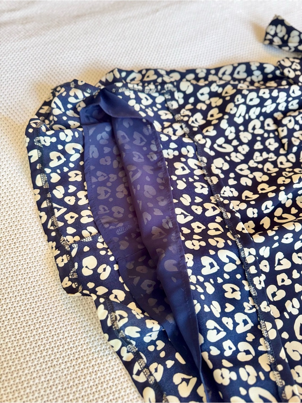 ELIZABETH CROSBY Sleeveless Navy Blue Floral Wrap-Style Dress w Self Tie - Picture 14 of 16